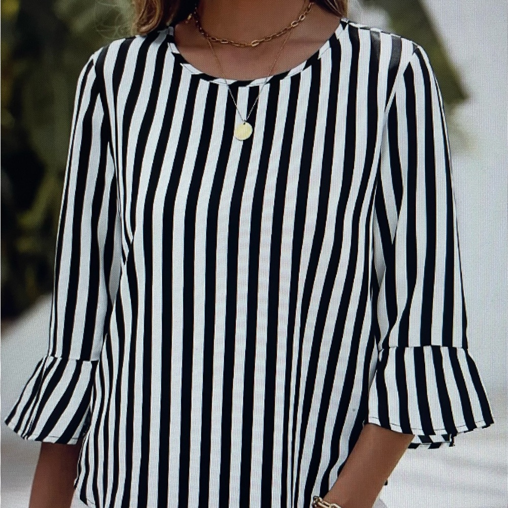 Striped Black & White M Top